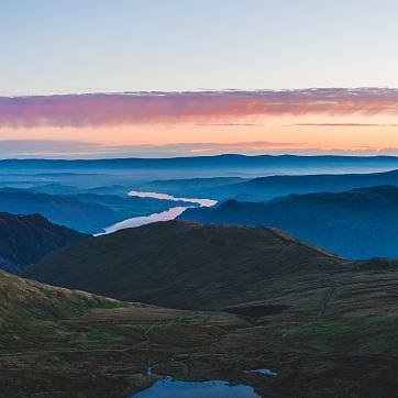 Ullswater at sunrise from Helvellyn summit  3117 ft